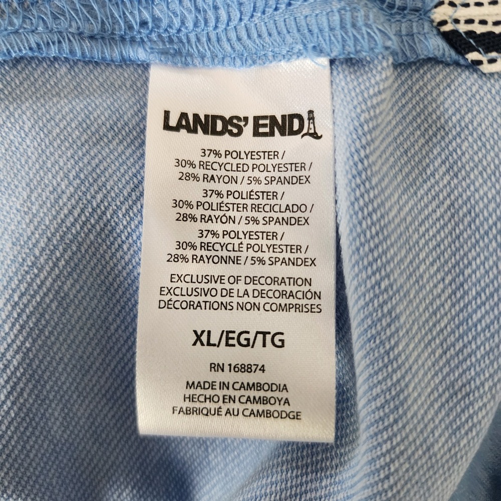 Lands End T-Shirt Mens XL Light Blue Excellent Short Sleeve Heathered Logo Tee - Picture 3 of 7